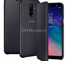 Samsung Galaxy A6+ Flip Wallet Case Black - 1