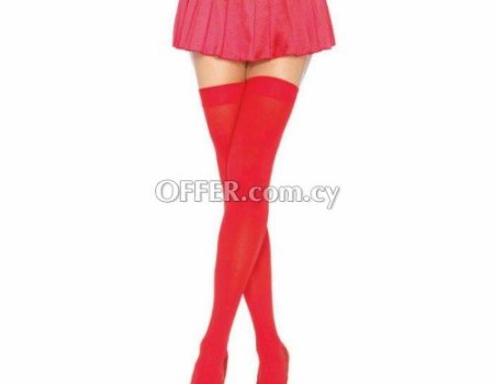 Sexy Red Stocking Leg Avenue Thigh Highs Nylon Opaque Sexy Woman Lingerie OS