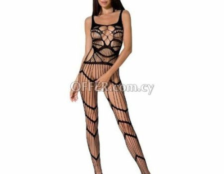 Passion Woman BS058 Bodystocking Black Sexy Lingerie Open Crothless One Size - 1