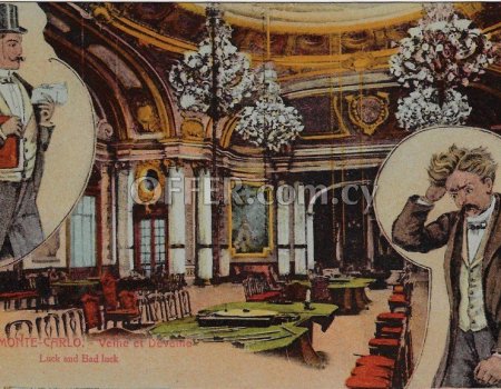 The Winner and the loser, Monaco casino, Old postcard 1908 Monte Carlo Ακολουθούν Ελληνικά - 1