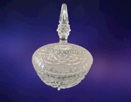 Crystal round shaped candy bowl with lid Κρυστάλλινο στρογγυλό μπολ καραμέλας με καπάκι - 1