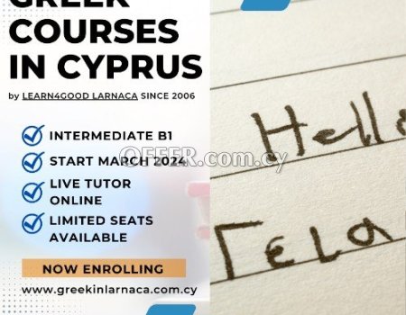 New Spring Greek Language Courses in Cyprus, March 2024