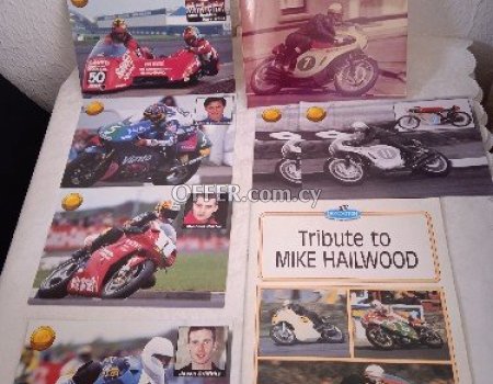 Rare Magazine tribute to Mike Hailwood plus golden Honda post cards and a photo. - 1