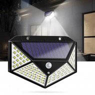100 LED Solar Powered 600lm PIR Motion Sensor Wall Light Outdoor Garde