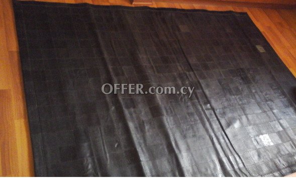 Black leather patch rug - made in india. 200 cm x 150 cm - 1