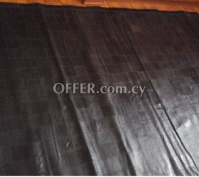 Black leather patch rug - made in india. 200 cm x 150 cm - 1
