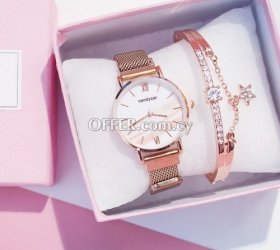 Quartz Watch White/Copper SLIM + Bracelet Gift