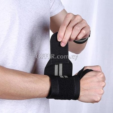 [0101010101] 2pcs Sport Wrist Weight Lifting Strap Fitness Gym Wrap Bandage Hand Support Wristband White