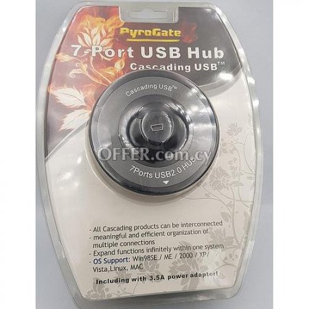 [PYR-7640111562399-N-USB] Usb Hub Pyrogate 7 Port Usb Hub New Usb