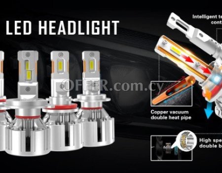 Super bright headlights for cars best H4 H7 9005 H11 LED kit all in one fan design (photo 0)