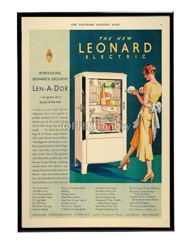 1920s advert of a fridge in a frame διαφήμιση ψυγείου του 1920 σε κάδρο - 1