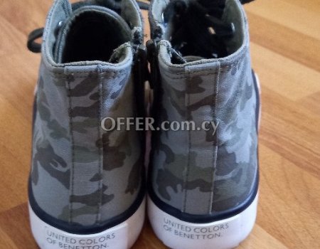 Boys camouflage easy wear with zip on side canvas baseball boots. - 4