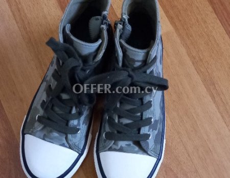 Boys camouflage easy wear with zip on side canvas baseball boots. - 6