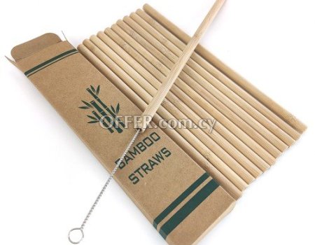 Bamboo Straws 20cm Reusable 12pcs and Cleaning Brush