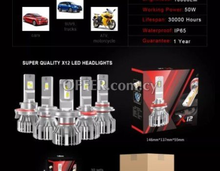 X12 LED Headlight Bulbs H8 H9 H11 10000LM With GC-7535 LED Chips 110W Copper PCB 12V - Photo 2
