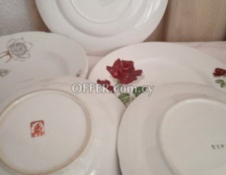 9 παλαιά πιάτα του ΣΥΠ, Αγγλικά, με απεικόνιση τριαντάφυλλα. - 4