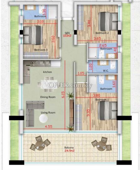 New For Sale €585,000 Penthouse Luxury Apartment 3 bedrooms, Whole Floor Retiré, top floor, Larnaka (Center), Larnaca Larnaca - 2