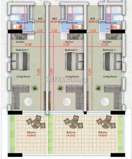 New For Sale €220,000 Apartment 1 bedroom, Larnaka (Center), Larnaca Larnaca - 2