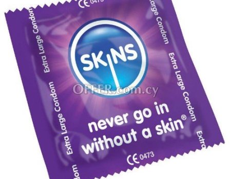 Skins XXL Condoms Size XL XXL Extra Large Condom Lubricated Larger Size - bulk - 1