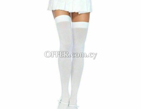 White Sexy Stocking Leg Avenue Thigh Highs Nylon Opaque Sexy Woman Lingerie OS - 1