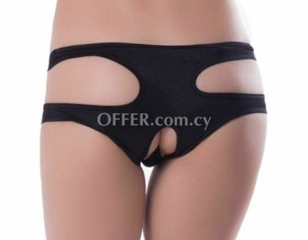Open Panties QUEEN LINGERIE Woman Ouvert Black Back Open Size S / M -Very Hot-