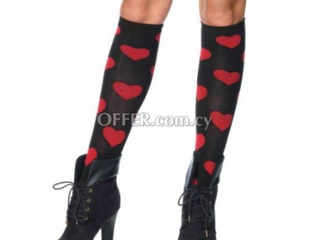 Women's Love Knee Long Socks Heart Sexy Leg Avenue Hosiery Lingerie Female O/S