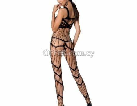 Passion Woman BS058 Bodystocking Black Sexy Lingerie Open Crothless One Size - 2