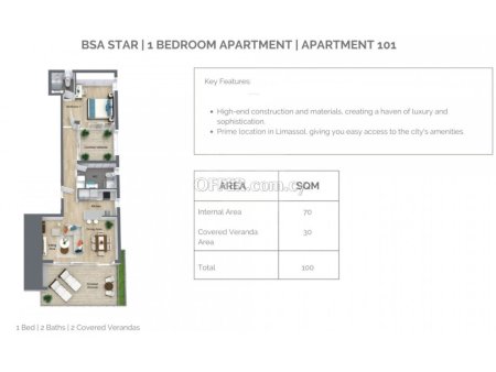 Brand new luxury 1 bedroom apartment in Linopetra Columbia - 3
