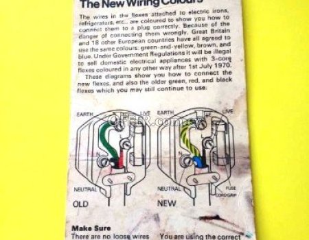 Discover electrical history with our rare 1970 card explaining the new electrical wiring colours Ακολουθούν Ελληνικά