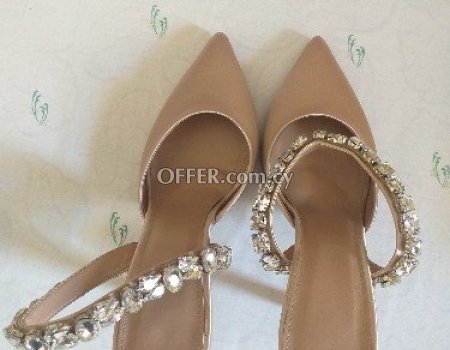 New shoes beige colour saten