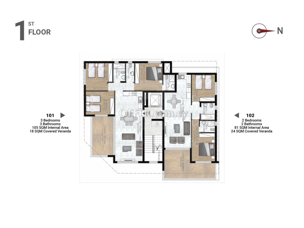 New three bedroom apartment in Faneromeni area of Larnaca - 6