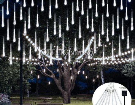 Christmas Solar Meteor Lights White 144 LED 5M – 8 tubes