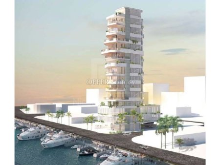 Luxury single floor three bedroom apartment for sale at the entrance of New Marina in Larnaca