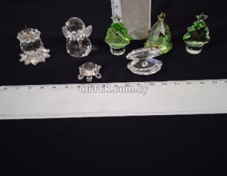 Collection of 7 miniatures original Swarovski crystals stamp swan. - 1