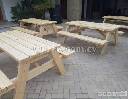Benches, coffee tables, picnic benches, Wooden pergolas, - 6