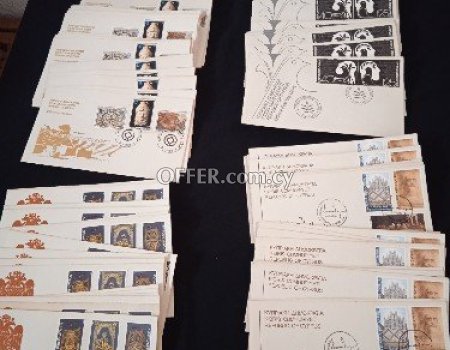 80 κυπριακούς φακέλους γραμματοσήμων πρώτης κυκλοφορίας. - Main Photo
