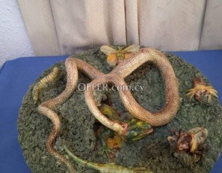 Rare ceramic plate Portuguese palissy majolica by José a Cunha, 18 century. - Main Photo