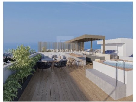 Luxury three bedroom penthouse with roof garden for sale in Agia Phyla. two minutes from motorway Under construction.