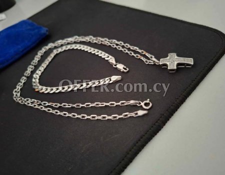 Cross Set And Bracelet For Sale Only Sold Together!! Real Sterling Silver 925