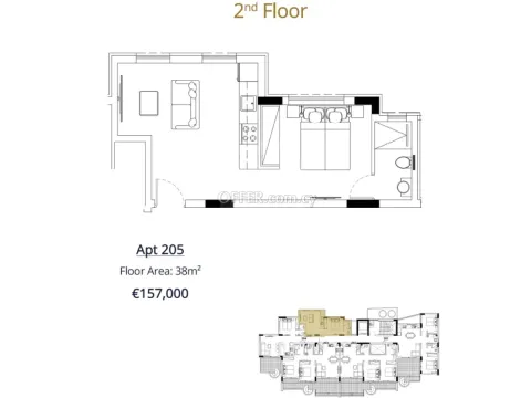 New one bedroom apartment NO BALCONY under construction in Kolossi - 2