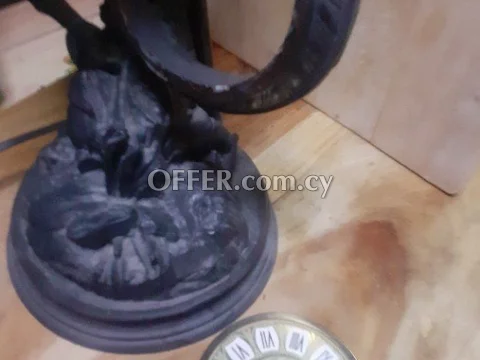 Vintage bronze sculpture lamp and clock - 3