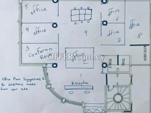 Impressive office 250m2 in the center of Limassol - upto 100m2 available in the building - 2