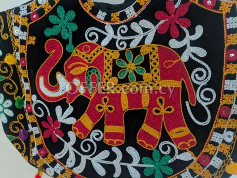 A traditional Rajasthani Jaipuri handwork sling bag in black - 4