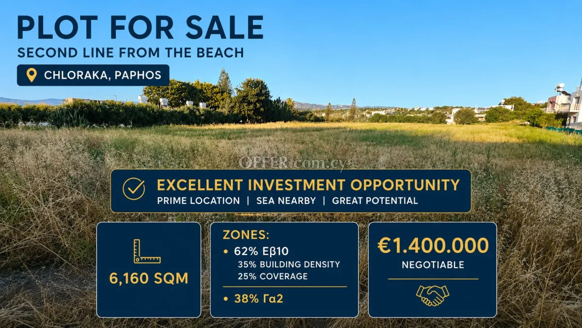 Beachside plot for sale Chloraka Paphos - 1