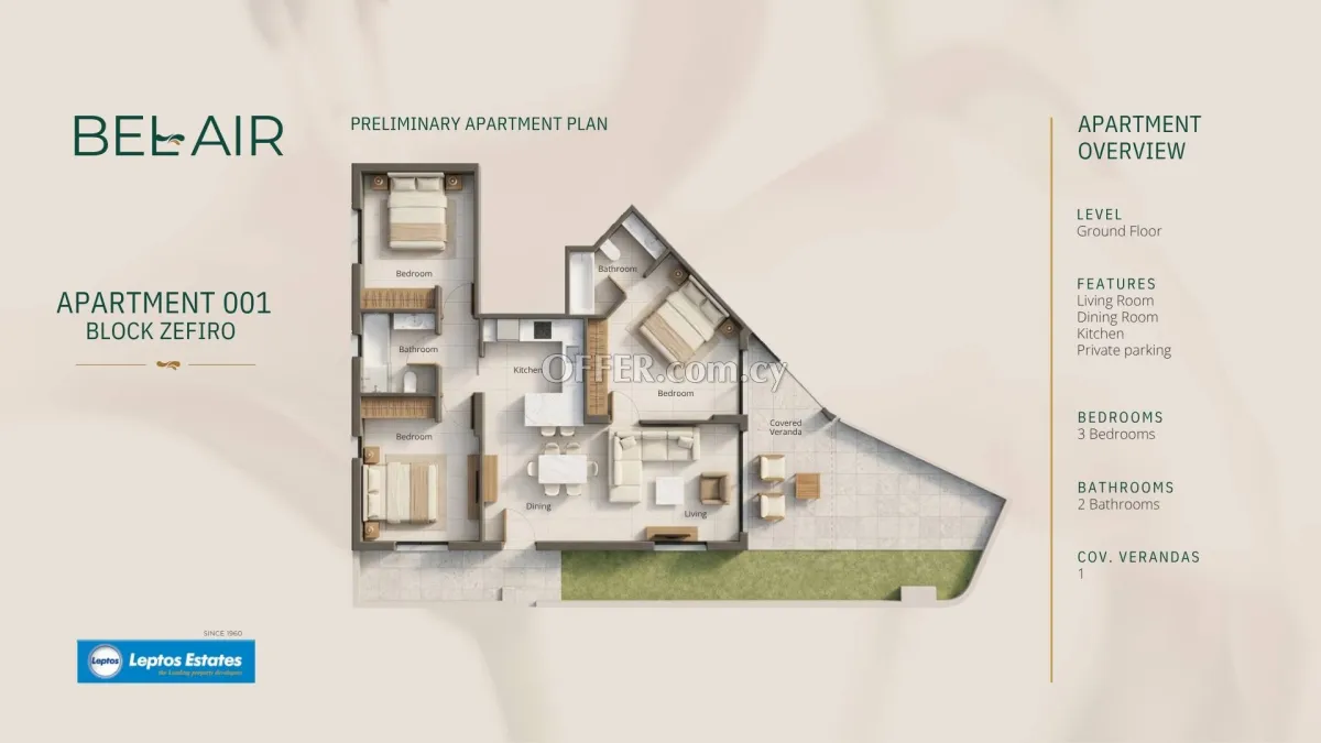 3 bed apartment for sale in Geroskipou Pafos - 2