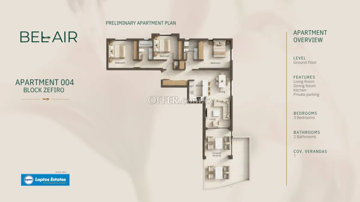 3 bed apartment for sale in Geroskipou Pafos - 2