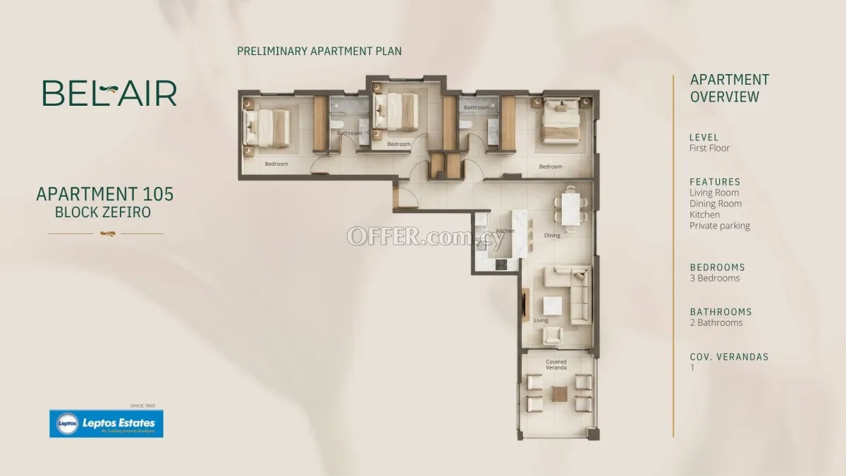 3 bed apartment for sale in Geroskipou Pafos - 2