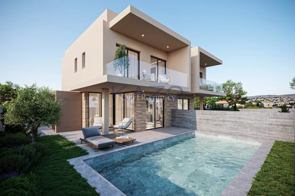 3-Bed Seafront Semi-Detached House in Geroskipou - 1