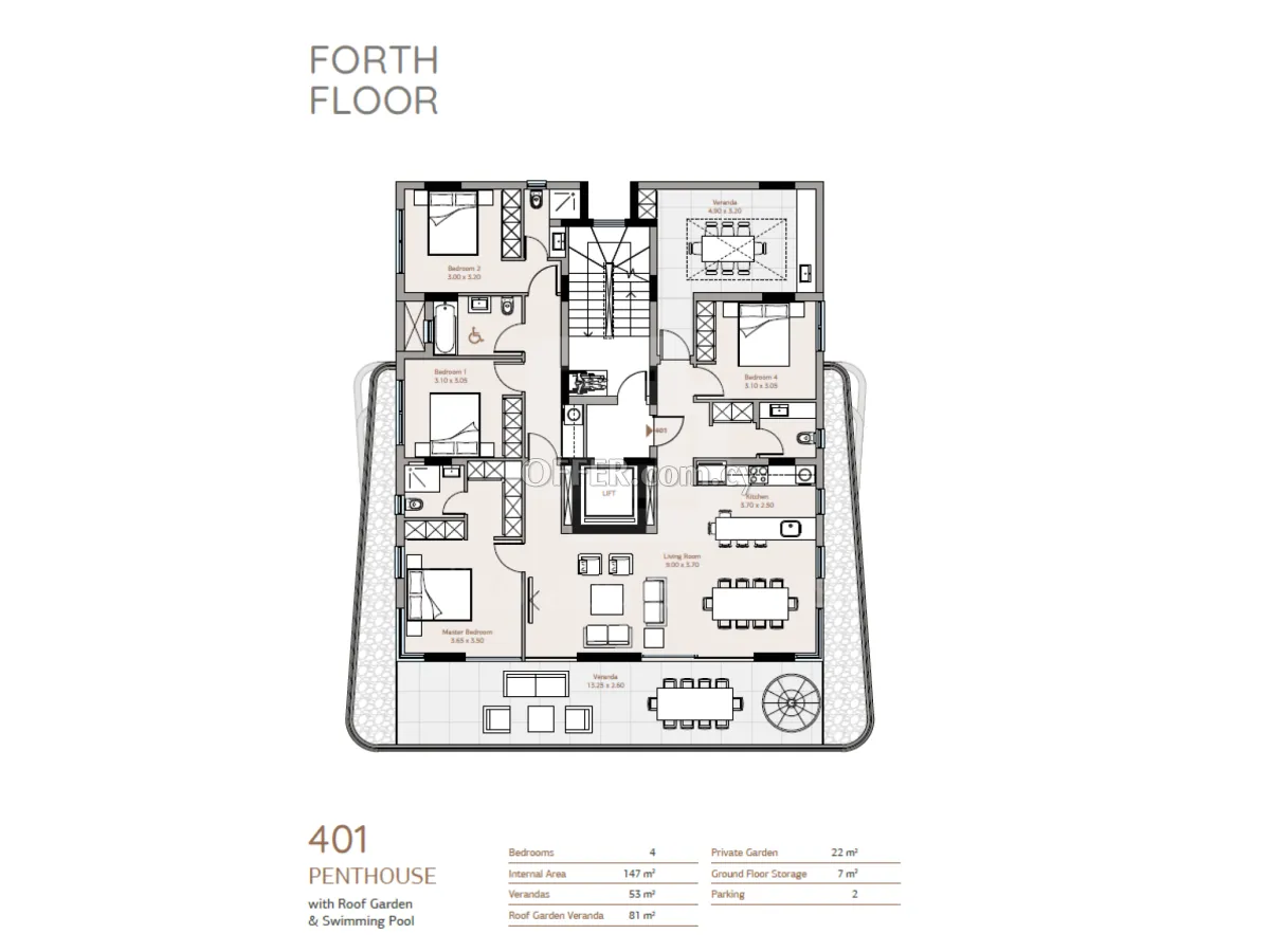 Brand new luxury 3 plus 1 bedroom penthouse apartment off plan in Agios Nektarios Limassol - 3