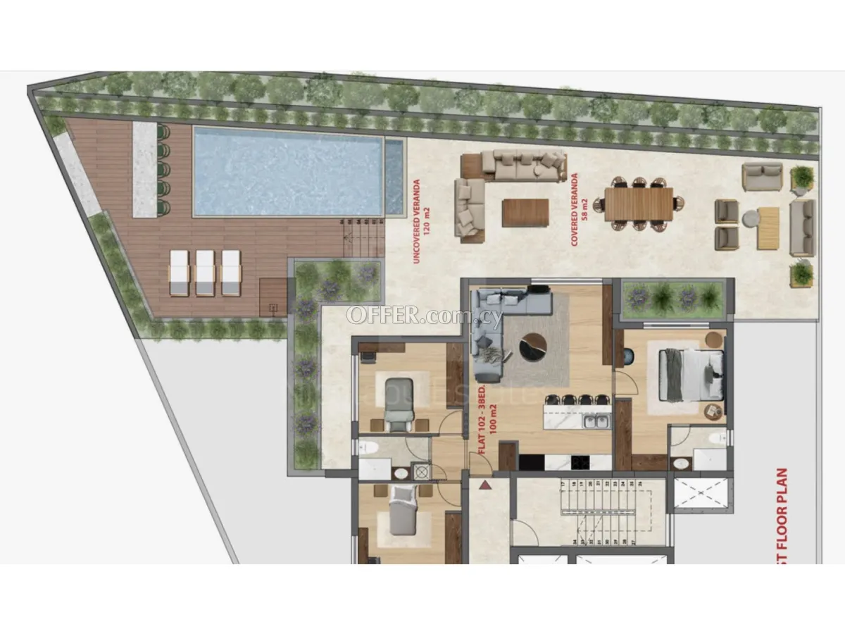 Ready to move in premium 3 bedroom apartment with large verandas swimming pool in Germasogia - 5